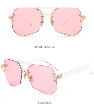 Rimless Unisex Rimless Irregular HD Sunglasses for Driving Fishing UV Protection - Pink - CD18CYRZ9MA $16.98