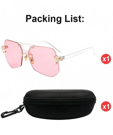 Rimless Unisex Rimless Irregular HD Sunglasses for Driving Fishing UV Protection - Pink - CD18CYRZ9MA $16.98