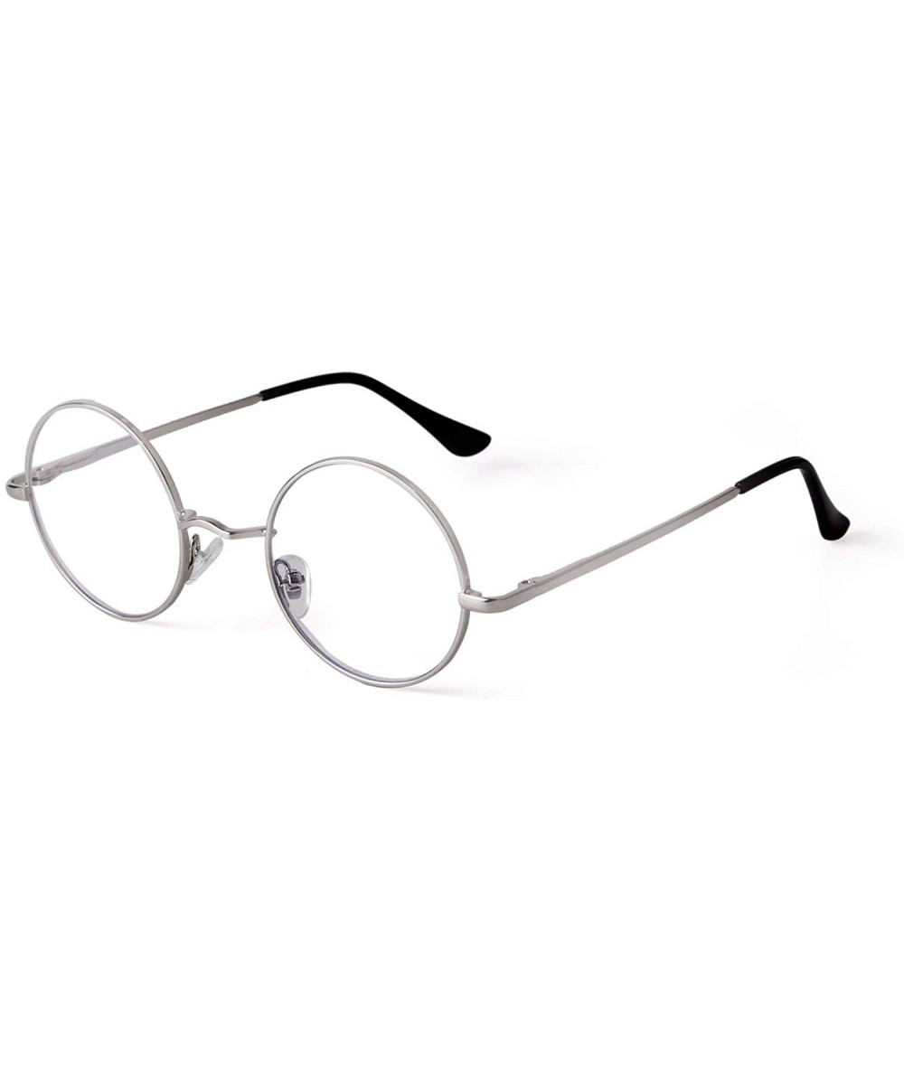 Round Blue Light Blocking Glasses for Women Round Computer Eyeglasses Clear Lens Eyewear Frames - Silver - C8194ANKSHA $14.11