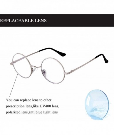 Round Blue Light Blocking Glasses for Women Round Computer Eyeglasses Clear Lens Eyewear Frames - Silver - C8194ANKSHA $14.11