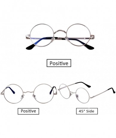 Round Blue Light Blocking Glasses for Women Round Computer Eyeglasses Clear Lens Eyewear Frames - Silver - C8194ANKSHA $14.11