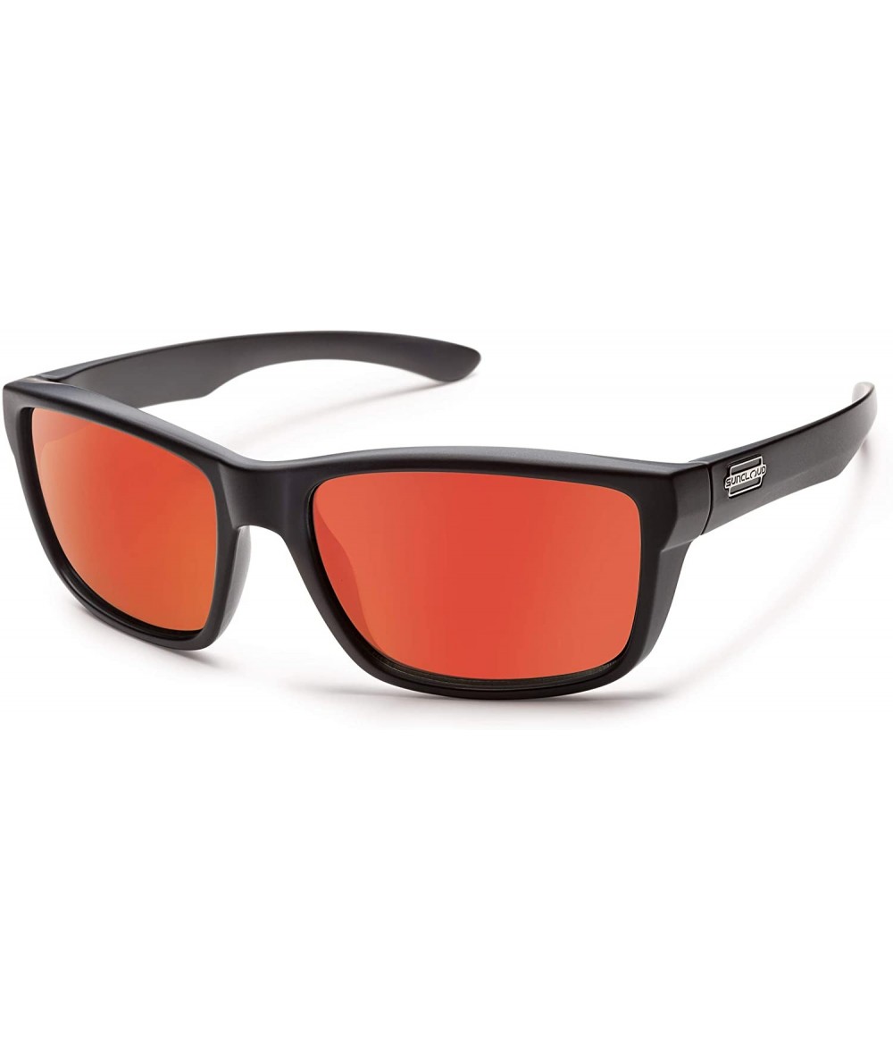 Sport Mayor Polarized Sunglass with Polycarbonate Lens - Matte Black Frame/Red Mirror - C311TSIAJN9 $31.29