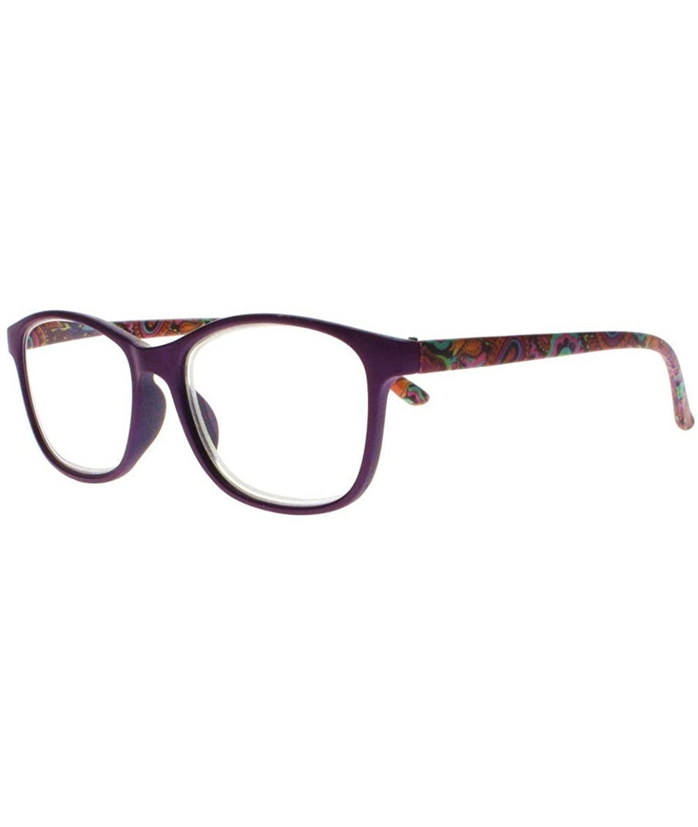 Rectangular Multi-Color Women Rectangle Flower Reader Reading Glasses Eyewear +1.00 ~ +4.00 New - Purple - C218HDS2AON $8.36