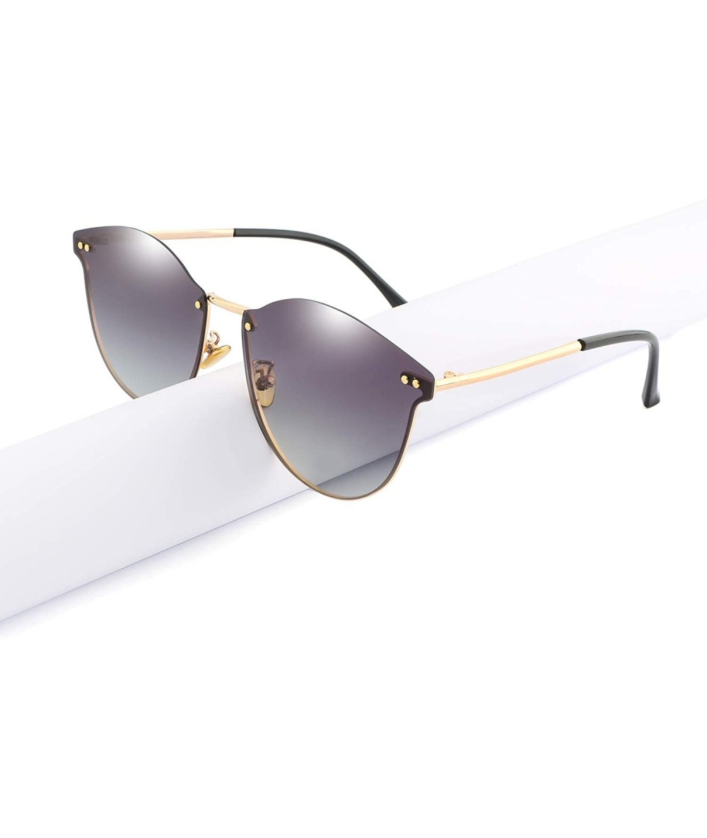 Rimless Rimless Cat eye Sunglasses for Women Metal Frame ZH99053 - Gold/Grey - CM197Q0SUOI $8.49