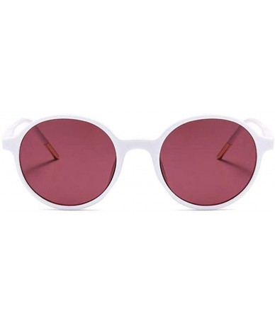 Round Women Fashion Eyewear Round Beach Sunglasses with Case UV400 Protection - Solid White Frame/Rose Lens - CM18WSDROCN $23.81