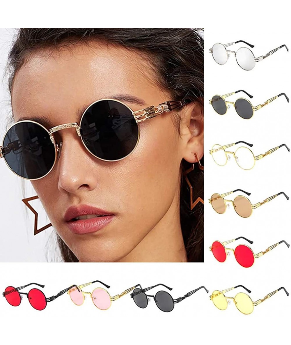 Vintage Small Round Sunglasses Retro Polarized Sunglasses Classic Metal  Frame Hippie Sun Glasses for Women Men - CL1907420DI