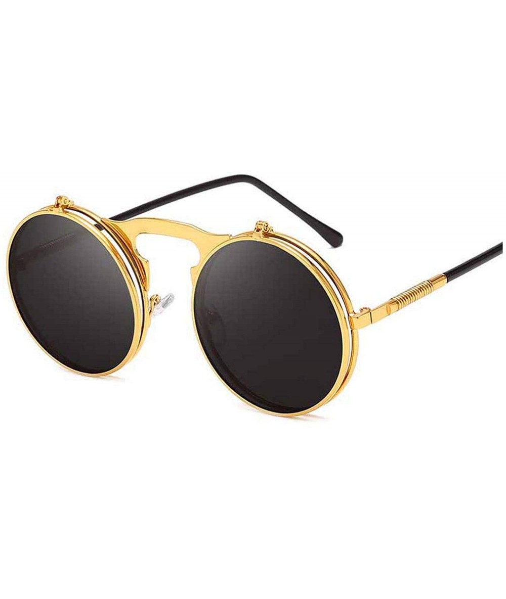 Classic Men Round Flip Cover Sunglasses Steampunk Women Retro Circle ...