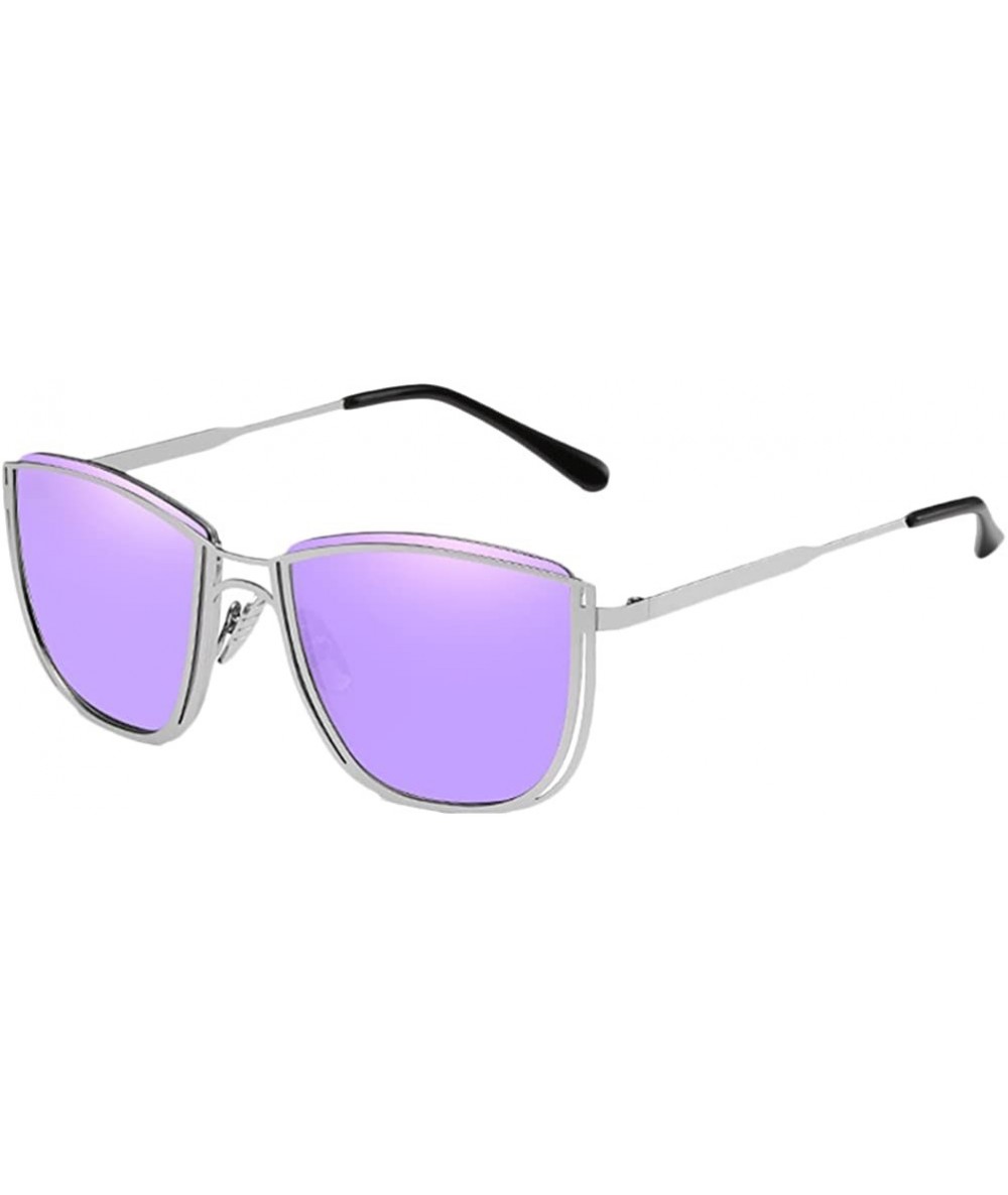 Square Square Retro Outdoor Travel Unisex Sunglasses with Exquisite Metal Frame - Purple - CR18CGON3DC $14.76