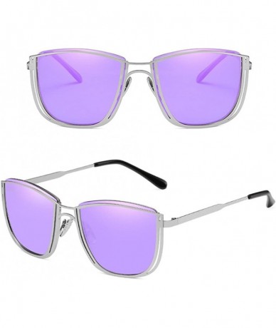 Square Square Retro Outdoor Travel Unisex Sunglasses with Exquisite Metal Frame - Purple - CR18CGON3DC $14.76