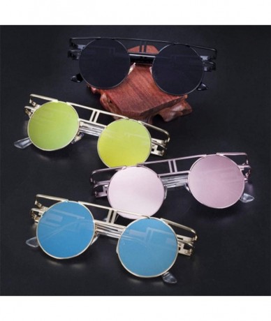 Round Round Sunglasses Men Women Fashion Glasses Retro Frame Vintage Sunglasses - C19 - CY18WYRSO8A $40.01