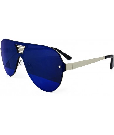 Oversized 528 Oversize XL Wraparound One Piece Rimless Shield Designer Futuristic Flat Top Sunglasses - C918209K05W $16.34