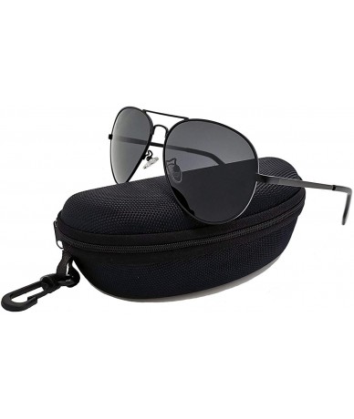 Square Classic Polarized Sunglasses Mirrored Protection - Black Frame Grey Lens - CF18Q9KY9RU $10.90