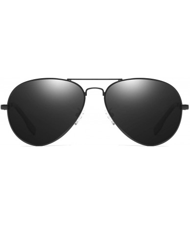 Square Classic Polarized Sunglasses Mirrored Protection - Black Frame Grey Lens - CF18Q9KY9RU $10.90