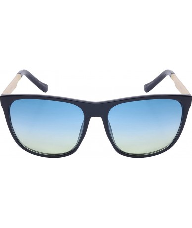 Wayfarer Modern Horned Rim Sunglasses with Two Tone Ocean Lens 541000-OCR - Black - CZ128P9I3RL $7.33