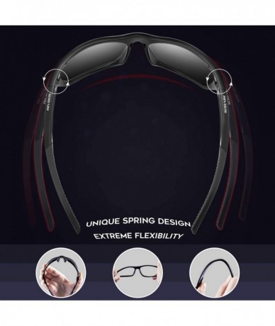 Sport Polarized Sports Sunglasses Driving shades For Men TR90 Unbreakable Frame RB831 - Black&Grey - CL120NN8YWL $18.26