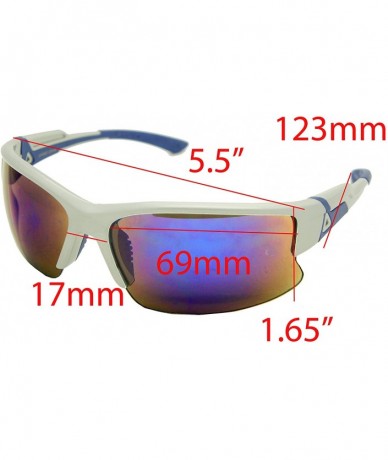 Rectangular Double Injection Sunglasses SPORTS - 2762 Shiny Silver Blue / Blue Mirror - CG12HTW9BJT $21.58