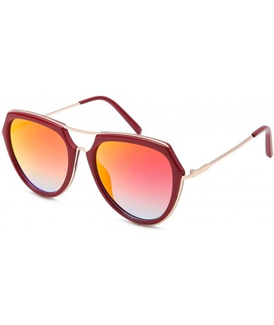 Oval fashion sunglasses unisex metal frame sunglasses uv400 protection sunglasses - The Red/Gold Red - C512NG895R6 $13.77