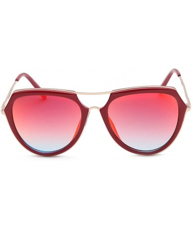 Oval fashion sunglasses unisex metal frame sunglasses uv400 protection sunglasses - The Red/Gold Red - C512NG895R6 $13.77