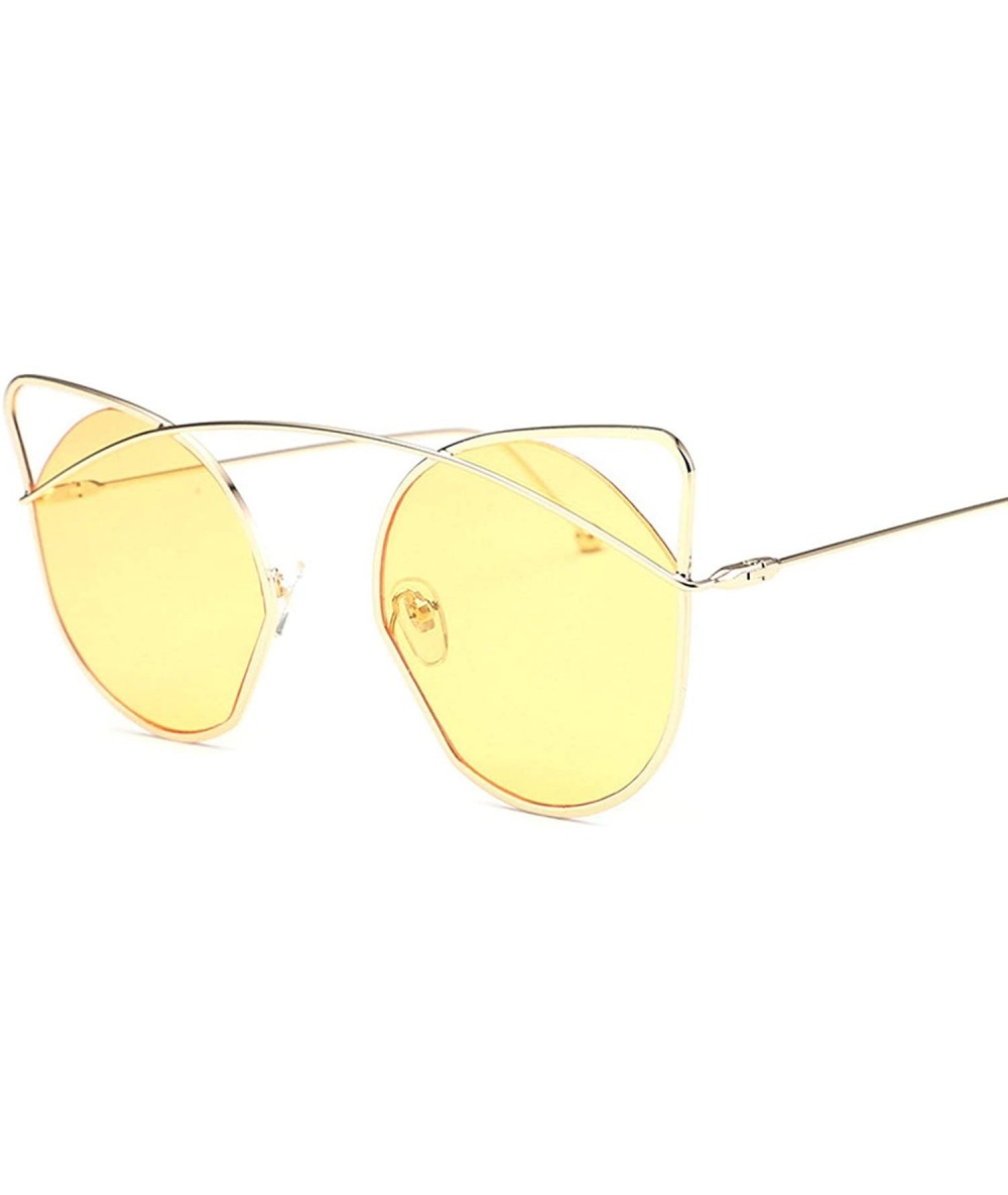 Sport Vintage Classic Retro Cat Sunglasses for Women PC Resin UV 400 Protection Sunglasses - Yellow - CL18SZUGCAD $25.58