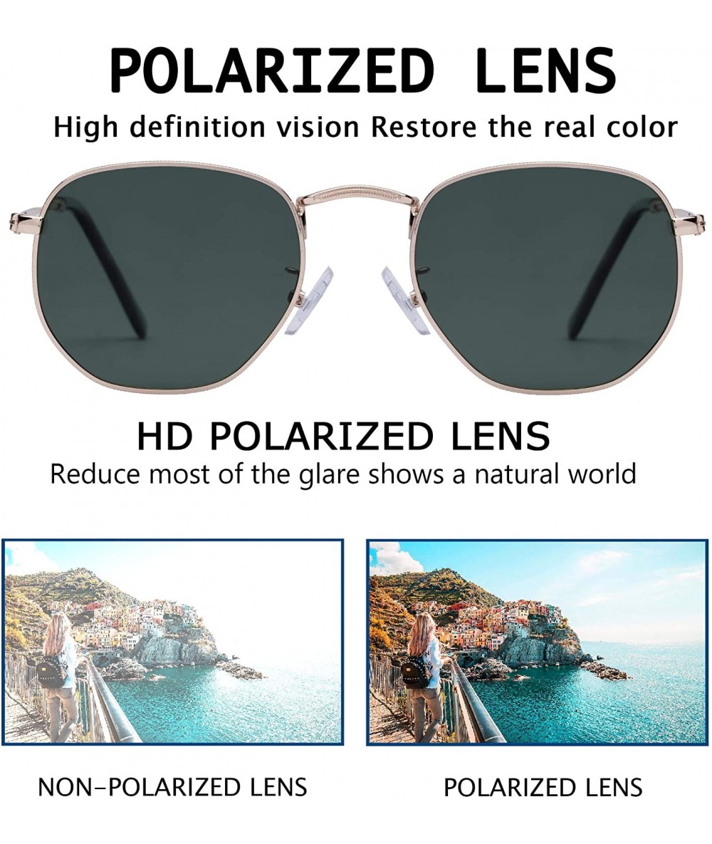 Medium Unisex Polygon Polarized Sunglasses - Gold Frame With G15 Lens ...