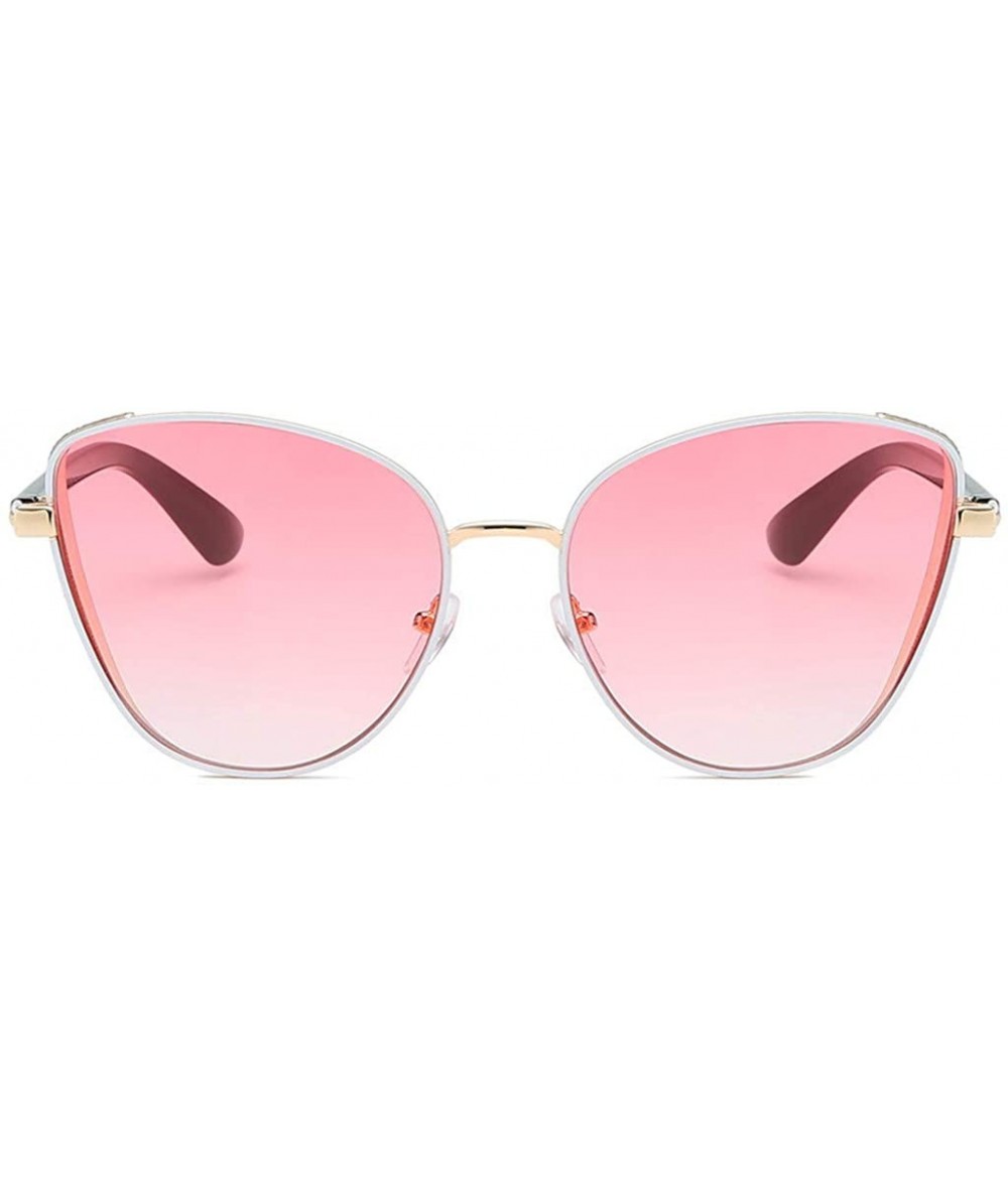 Rectangular Oversized Sunglasses For Women - Mirrored Cat Eye Lightweight Eyewear - Polarized Lens Eyeglasses - Pink - CB18SR...