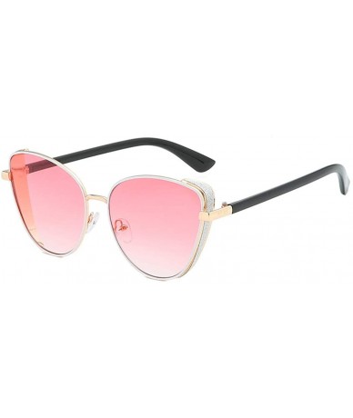 Rectangular Oversized Sunglasses For Women - Mirrored Cat Eye Lightweight Eyewear - Polarized Lens Eyeglasses - Pink - CB18SR...