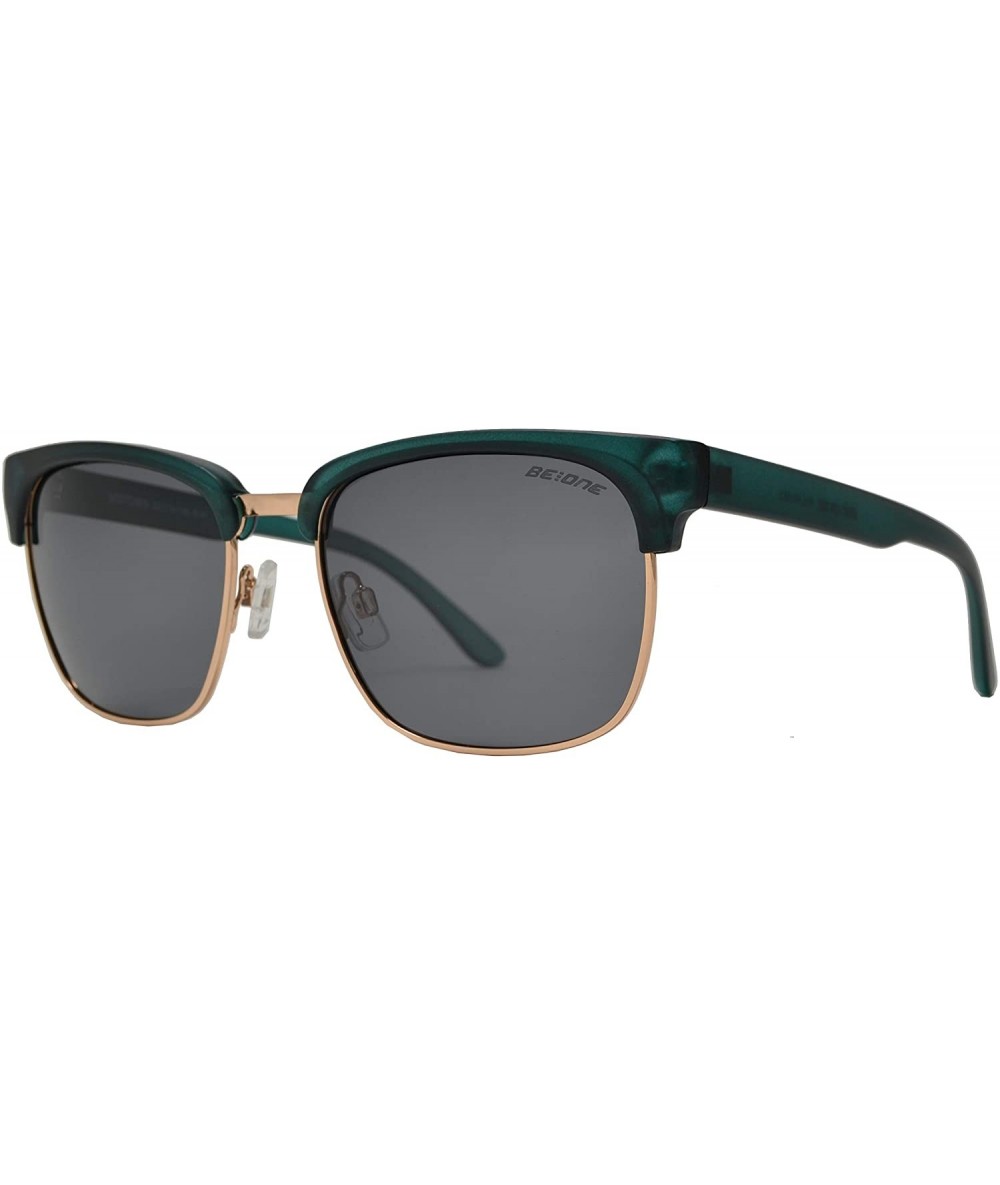 Rectangular Polarized Semi Rimless Sunglasses for Men and Women- Retro Shades UV Protection - Teal + Smoke - C0188K958NM $16.72