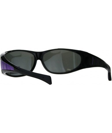 Sport Mens Polarized Sport Oval Fit Over 58mm Plastic Sunglasses - Black Purple - C518DWRSW4G $10.22