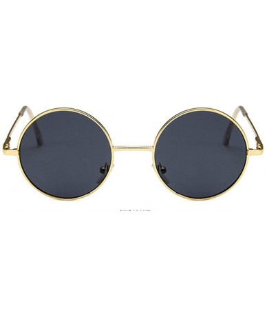 Round Unisex Sunglasses Retro Silver Grey Yellow Drive Holiday Round Non-Polarized UV400 - Gold Grey - CG18RI7XC6G $7.21