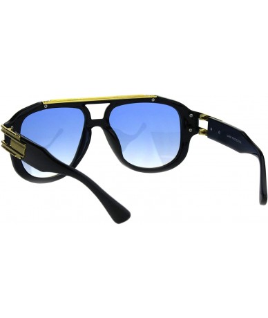 Square Mens Fashion Sunglasses Gold Metal Lined Square Frame UV 400 - Black (Blue) - CG18IYQ8QHY $9.40