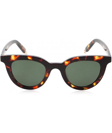 Round Vintage Inspired Horned Rim Plastic Frame Round Sunglasses - Tortoise - CA18M0LTX0K $10.63