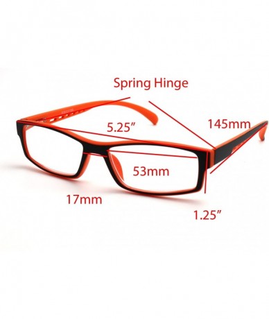 Rectangular Soft Matte Black w/ 2 Tone Reading Glasses Spring Hinge 0.74 Oz - Matte Black Orange - CS12C1Y0DZL $13.97