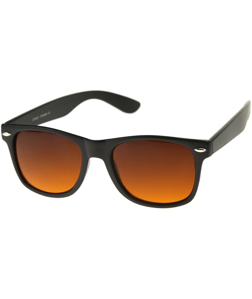 Aviator Blue Blocking Driving Horn Rimmed Sunglasses Amber Tinted Lens 54mm - 7 Matte Black - CE11O6EQUVL $9.54