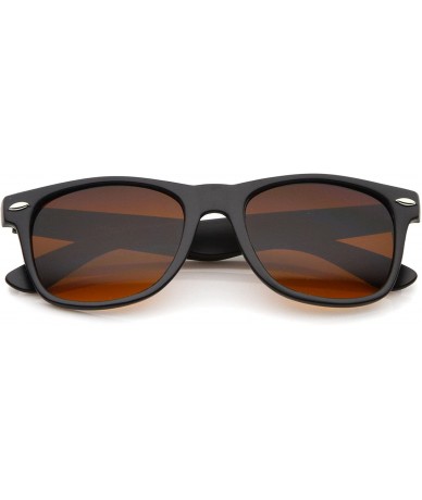 Aviator Blue Blocking Driving Horn Rimmed Sunglasses Amber Tinted Lens 54mm - 7 Matte Black - CE11O6EQUVL $9.54