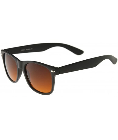 Aviator Blue Blocking Driving Horn Rimmed Sunglasses Amber Tinted Lens 54mm - 7 Matte Black - CE11O6EQUVL $9.54