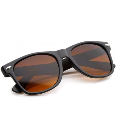 Aviator Blue Blocking Driving Horn Rimmed Sunglasses Amber Tinted Lens 54mm - 7 Matte Black - CE11O6EQUVL $9.54