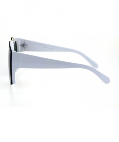 Sport Womens Flat Top Retro Racer Plastic Robotic Sunglasses - White Green - CJ18EW7I70Q $14.06