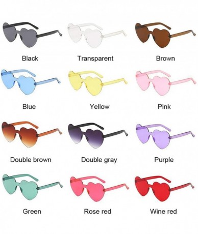 Semi-rimless One Piece Love Heart Lens Sunglasses Women Transparent Plastic Glasses Style Sun Clear Candy Color - Pink - CN19...