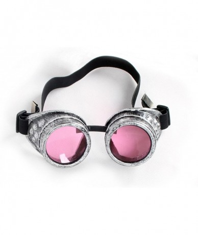 Goggle Rave Retro Goggles Vintage Steampunk Glasses for Cosplay Halloween - Frame+pink Lenses - CD18HZKTH90 $11.65