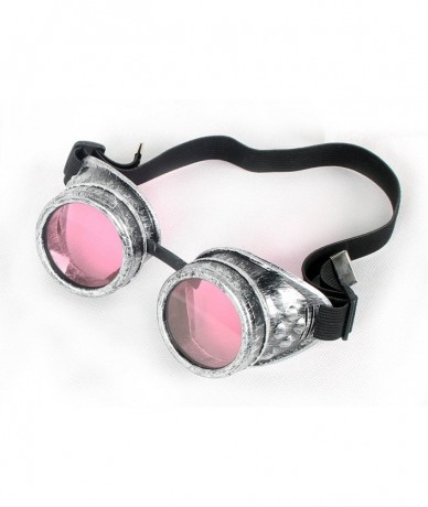 Goggle Rave Retro Goggles Vintage Steampunk Glasses for Cosplay Halloween - Frame+pink Lenses - CD18HZKTH90 $11.65