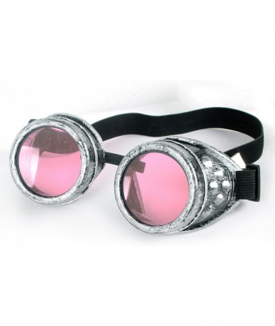 Goggle Rave Retro Goggles Vintage Steampunk Glasses for Cosplay Halloween - Frame+pink Lenses - CD18HZKTH90 $11.65