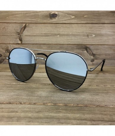 Oval P7151-1 Premium Metal Frame Mirrored Retro fashion Oval Aviator Vintage Sunglasses - Silver - C918QI3S6KT $12.60