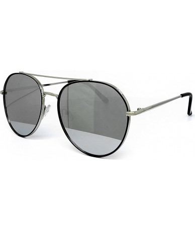 Oval P7151-1 Premium Metal Frame Mirrored Retro fashion Oval Aviator Vintage Sunglasses - Silver - C918QI3S6KT $12.60