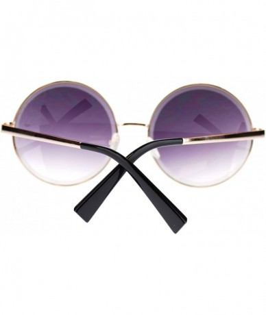 Round Womens Round Sunglasses Metal Frame Beveled Edge Circle Lens - Gold - CK11NP1TYY1 $10.56