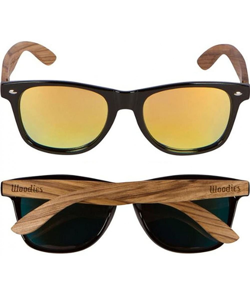 Zebra Wood Sunglasses with Red Mirror Polarized Lens at Woodies