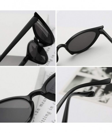 Sport Men and women Cat's eye Fashion Small frame Sunglasses Retro glasses - Black White - CK18LL97D3S $7.80