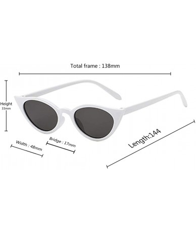 Sport Men and women Cat's eye Fashion Small frame Sunglasses Retro glasses - Black White - CK18LL97D3S $7.80