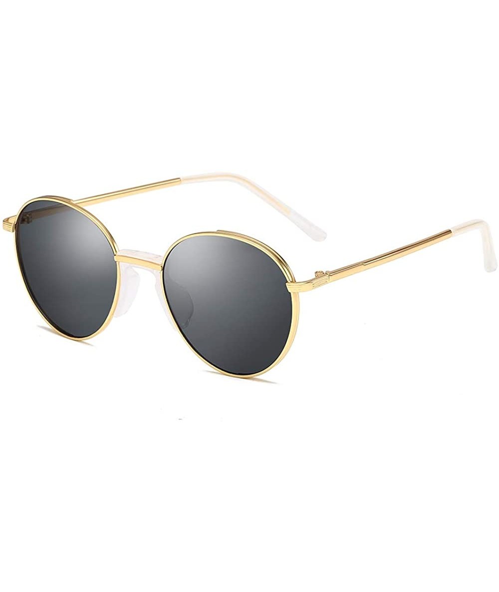 Round Retro metal round sunglasses fashion men and women general UV400 Classic glasses - Gold-gray - CP18XHOAZCR $21.77