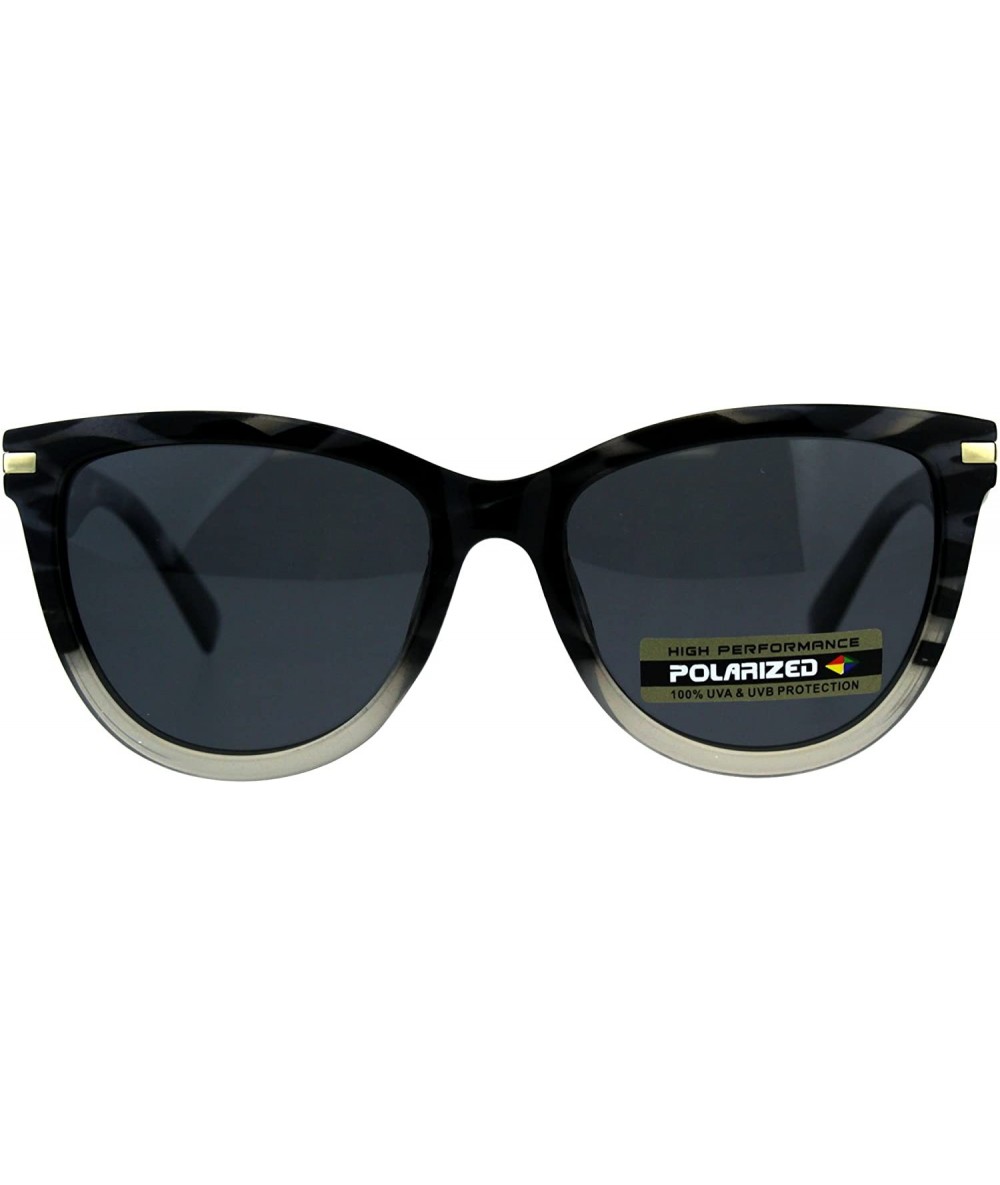 Rectangular Polarized Designer Horn Rim Plastic Hipster Sunglasses - Black Grey - CB18CSQRYWS $14.68