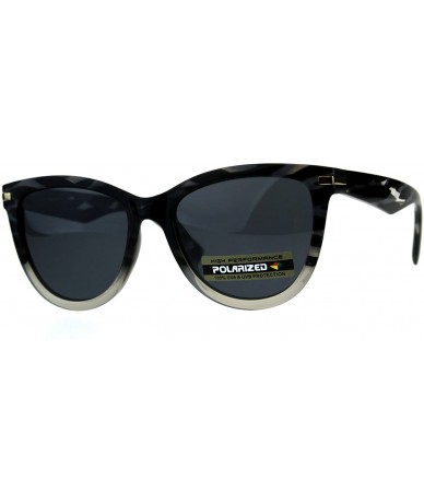 Rectangular Polarized Designer Horn Rim Plastic Hipster Sunglasses - Black Grey - CB18CSQRYWS $14.68